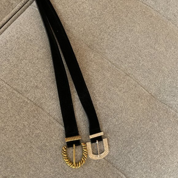 Zara Accessories - Zara black velvet gold/silver buckle belts bundle of 2 size S